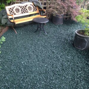 Eco Chip rubber chippings in garden